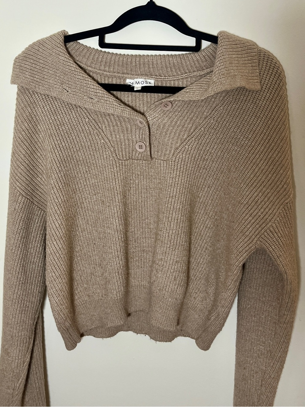 Mimosa Taupe Button Collar Sweater